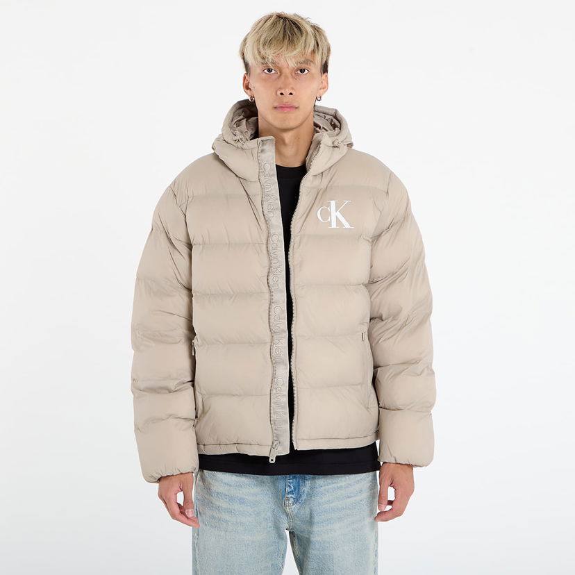 Puffer takki CALVIN KLEIN Calvin Klein Jeans Ls Nylon Monogram Puffer Jacket Beige | LV04RD528G RAK