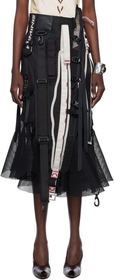 Hame Junya Watanabe Junya Watanabe Multi Fabrics Mix Midi Skirt Musta | JO-S016-051-1, 0