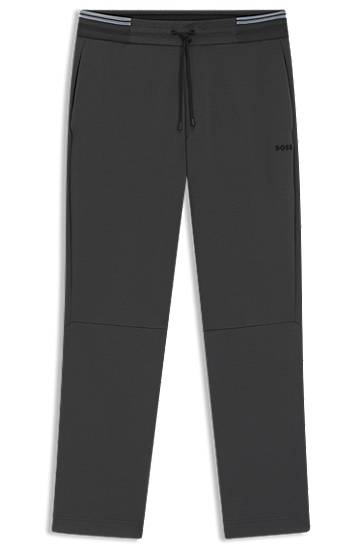 Verryttelyhousut BOSS BOSS Cotton-Blend Tracksuit Bottoms with Striped Waistband Musta | 50545246