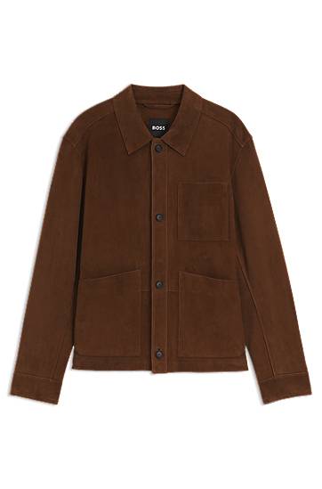 Takki BOSS Regular-Fit Suede Jacket Ruskea | 50543204