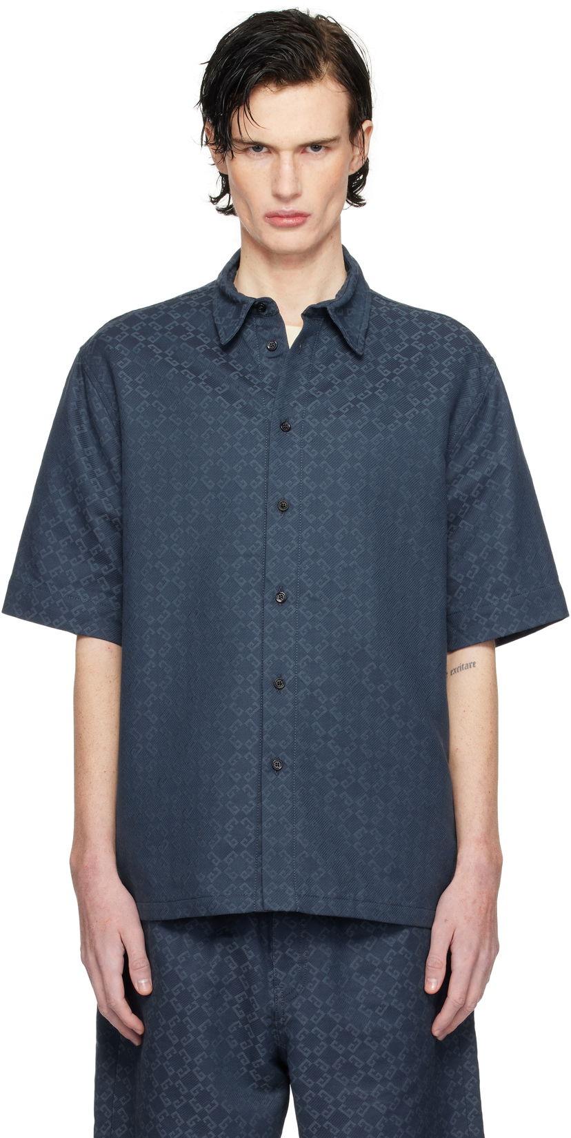 Paita Givenchy Shiny Monogram Denim Shirt Sininen | BM612P5YCC063