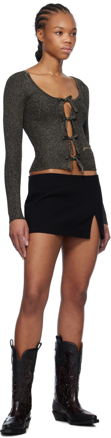 Villapaita GANNI GANNI Sparkle Tie String Cardigan Musta | K2358, 3