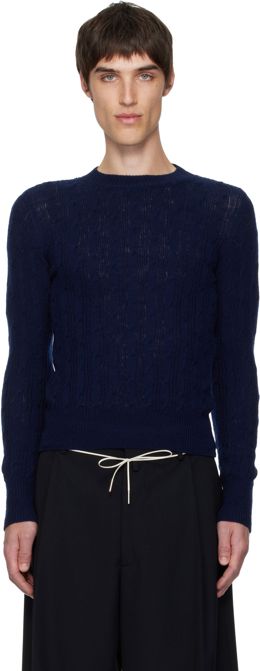 Villapaita Dries Van Noten Dries Van Noten Cable-Knit Sweater Tummansininen | 252-021211-2707