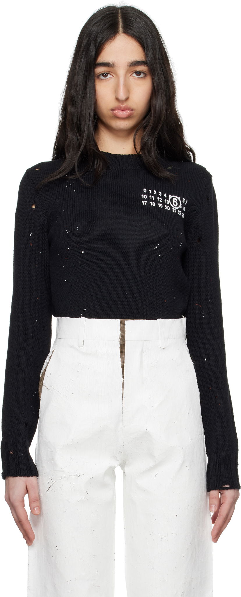 Villapaita Maison Margiela MM6 Maison Margiela Paint Residue Knit Sweater Musta | S62HL0034 M13123