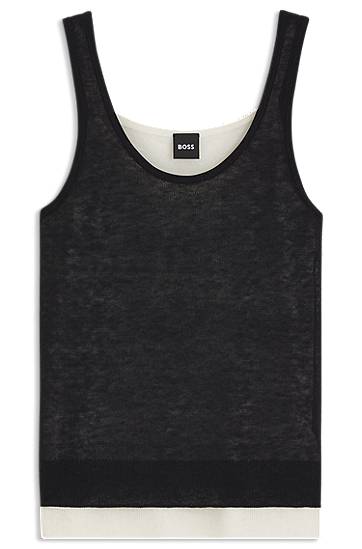 Tankkitoppi BOSS BOSS Layered Knit Vest Top Musta | 50542868