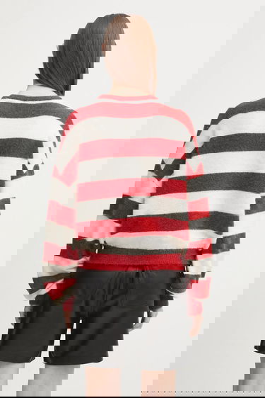 Villapaita Fiorucci Fiorucci Cropped Alpaca Striped Sweater Punainen | W02FPKSW448KN11RD02, 2