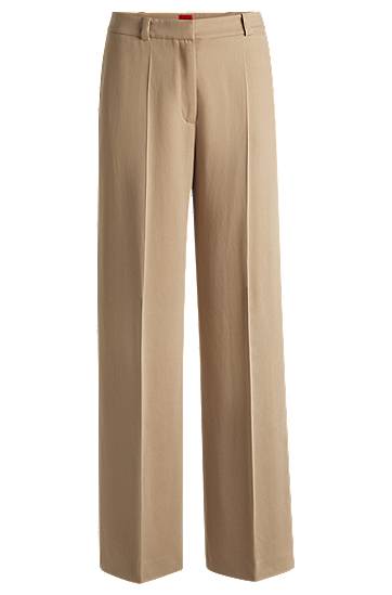 Housut BOSS Wide Leg Trousers Beige | 50540807