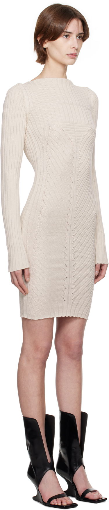 Mekko Rick Owens Rick Owens Hollywood Knit Mini Dress Beige | RP01E7651 KEC, 1