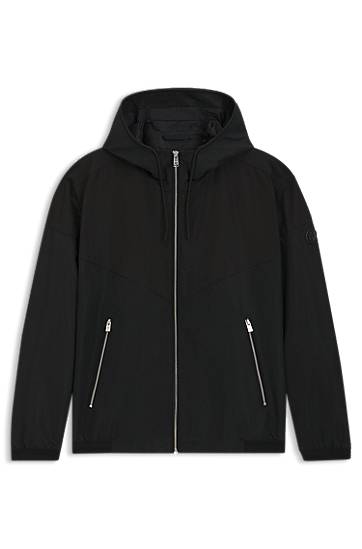 Takki BOSS Water-Repellent Hooded Poplin Jacket Musta | 50544135