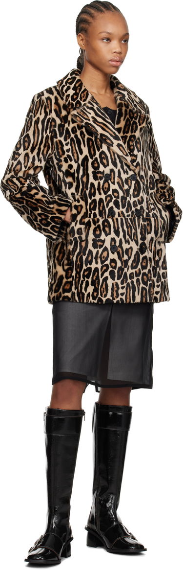 Takit RE/DONE Re/Done Leopard Print Shearling Peacoat Beige | 817-06WLEOPCT, 3