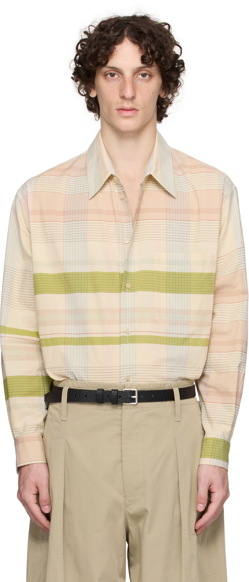 Paita LEMAIRE Lemaire Relaxed Plaid Shirt Beige | SH1176 LF1396