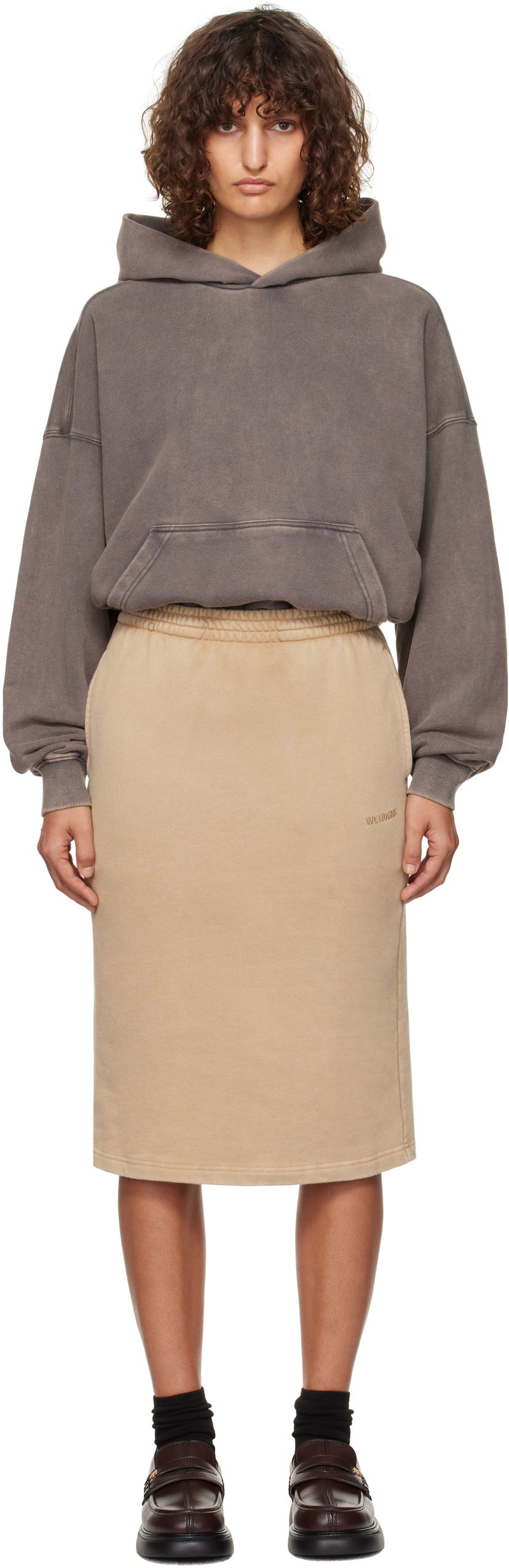 Hame We11done Layered Hoodie Dress Beige | WD-TO3-24-851-W-CH