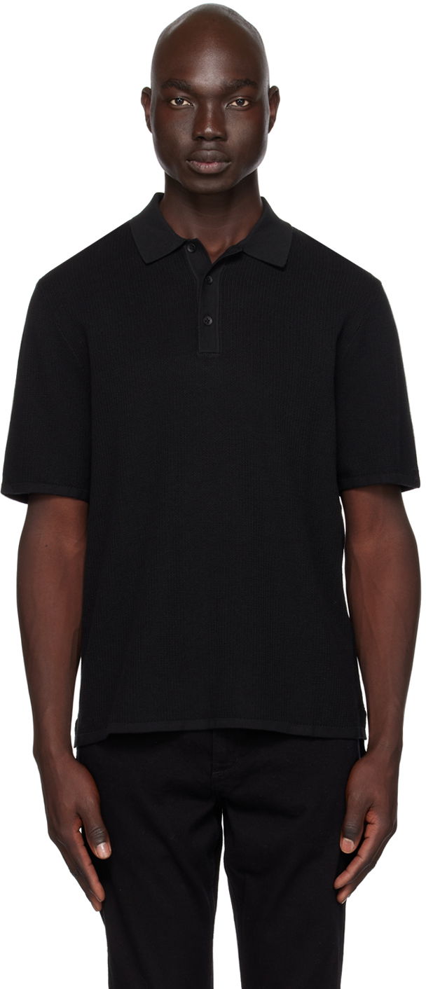 Poolopaita rag & bone Harvey Knit Polo Shirt Musta | MBS22S018KI18