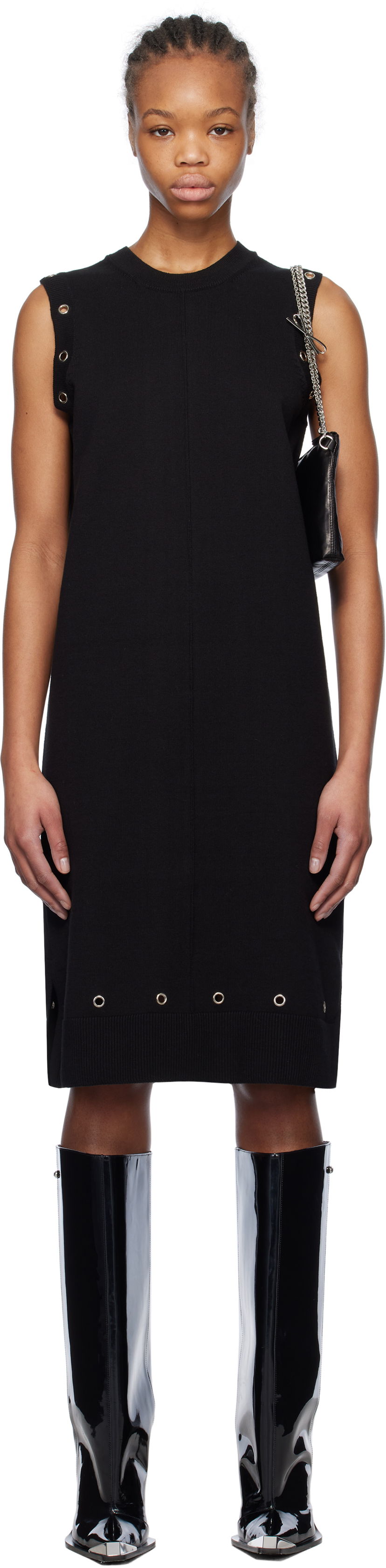 Mekko We11done We11done Eyelet Knit Mini Dress Musta | WD-KD0-25-660-W-BK
