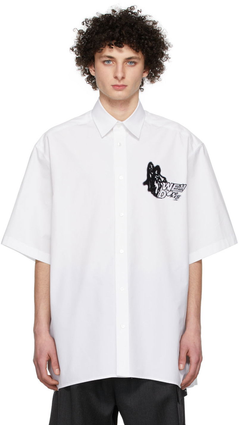 Paita We11done We11done Cotton Graphic Shirt Valkoinen | WD-BL1-22-101-U-WH