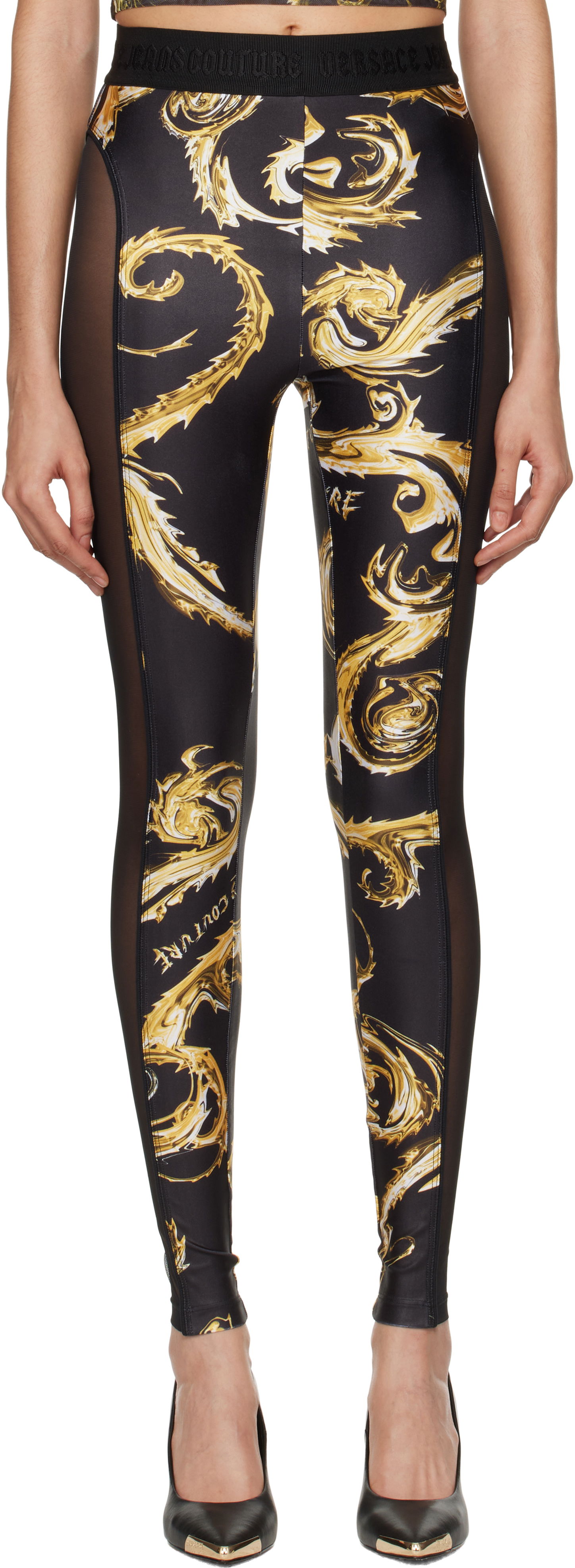 Leggingsit Versace Couture Mesh Paneled Leggings Musta | E77HAC103_EJS360, 0