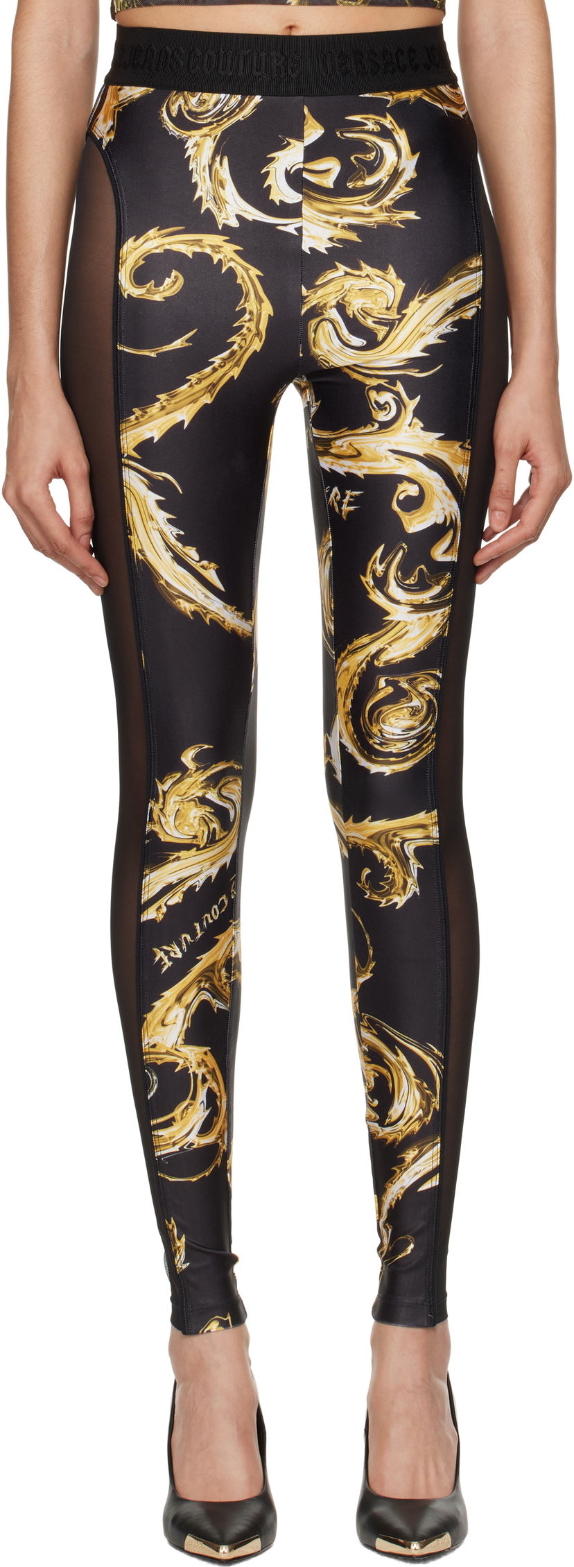 Leggingsit Versace Couture Mesh Paneled Leggings Musta | E77HAC103_EJS360