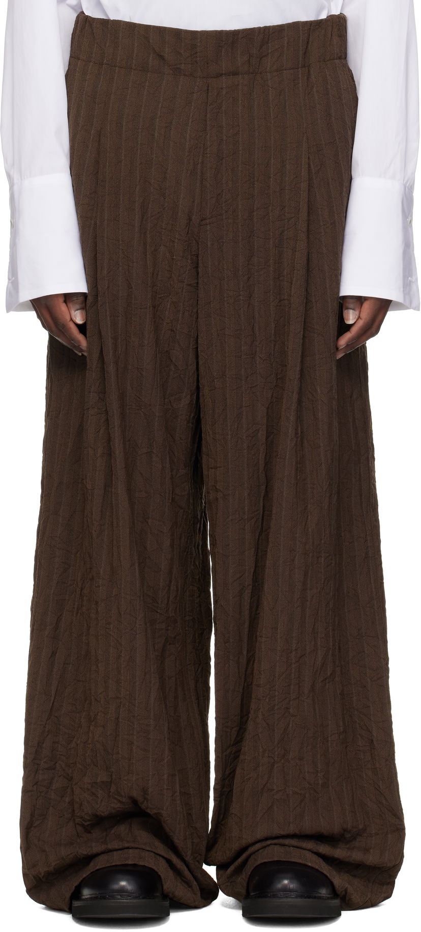 Housut Dries Van Noten Dries Van Noten Pleated Wide-Leg Trousers Ruskea | 251-020907-1504