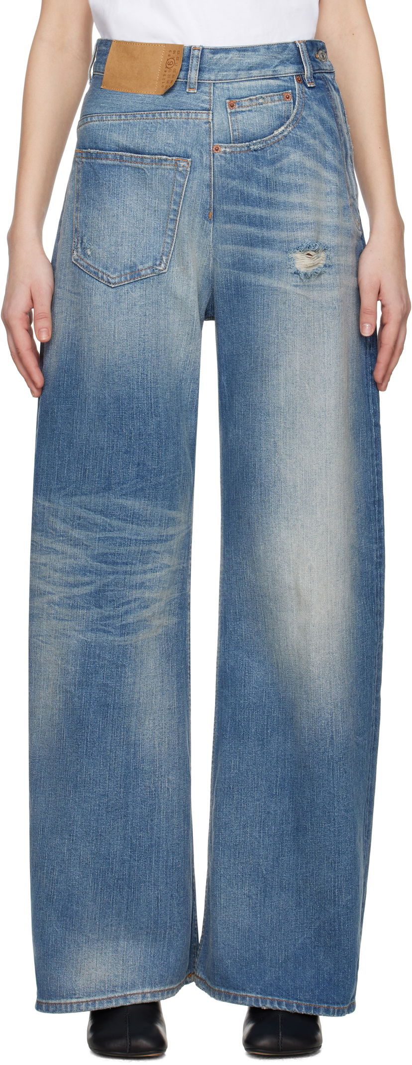 Jeans Maison Margiela MM6 Maison Margiela Twist Wide Leg Jeans Sininen | S52LA0243 M30016