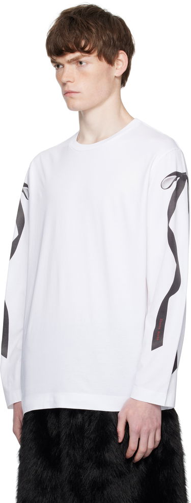 T-paita Simone Rocha Simone Rocha Ribbon Bow Tail Long Sleeve T-Shirt Valkoinen | 5194P54-M 0569, 3