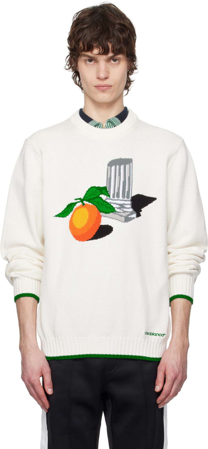 Villapaita Casablanca Casablanca Intarsia Knit Sweater Valkoinen | MPS25-KW-859-01