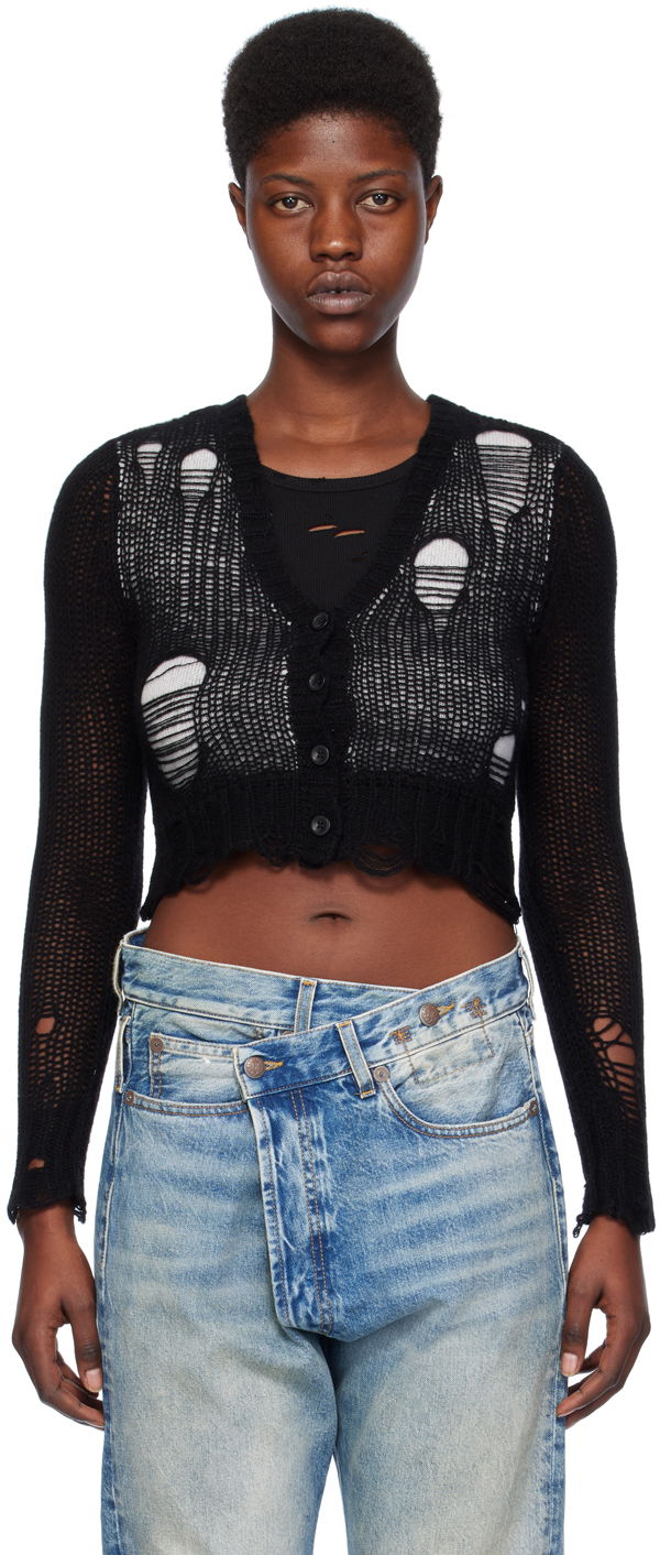 Villapaita R13 R13 Double Layer Cropped Cardigan Musta | R13WY041-Y122B