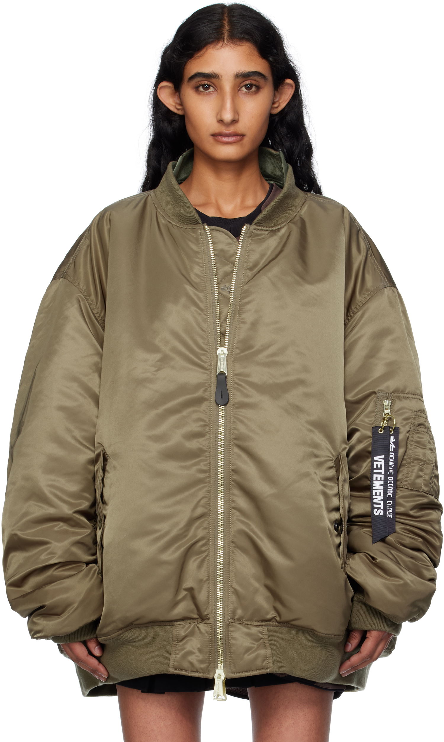 Bomber-takki VETEMENTS Vetements Alpha Industries Edition Cut-Up Reversible Jacket Vihreä | UH76BO450GO, 0