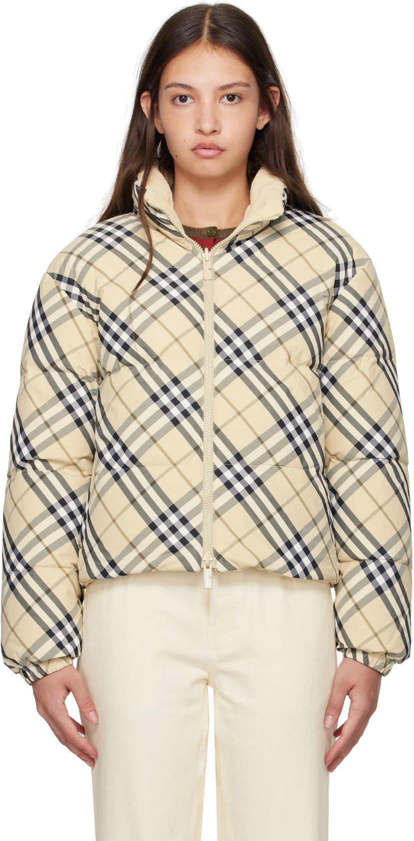 Puffer takki Burberry Burberry Check Reversible Down Jacket Beige | 8098488