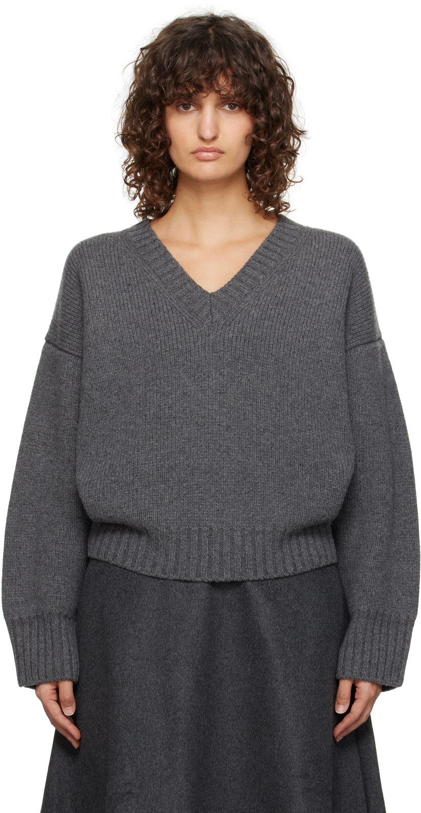 Villapaita Róhe V-Neck Sweater Harmaa | 613-23-134