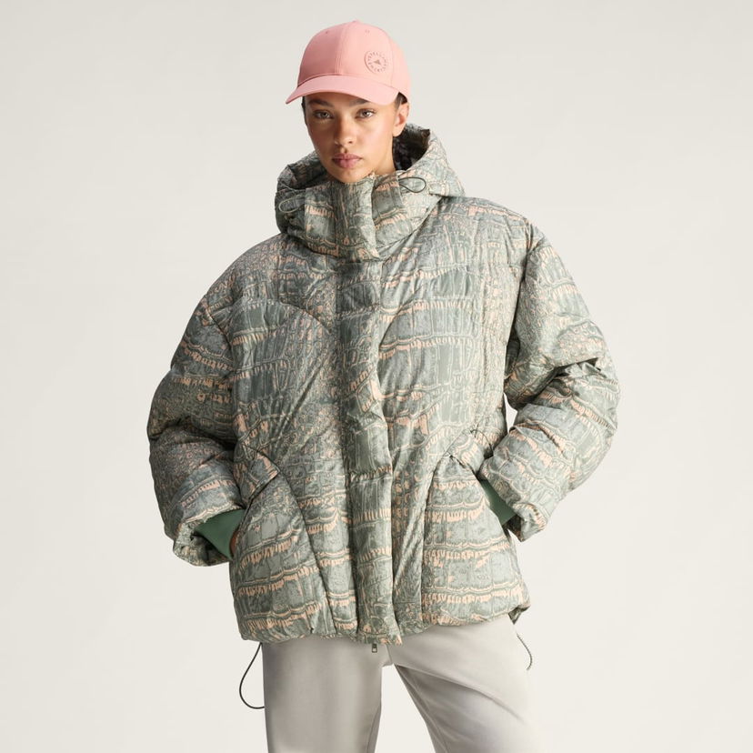 Puffer takki adidas Performance adidas by Stella McCartney Mid-Length Printed Puffer Jacket Vihreä | JX6787