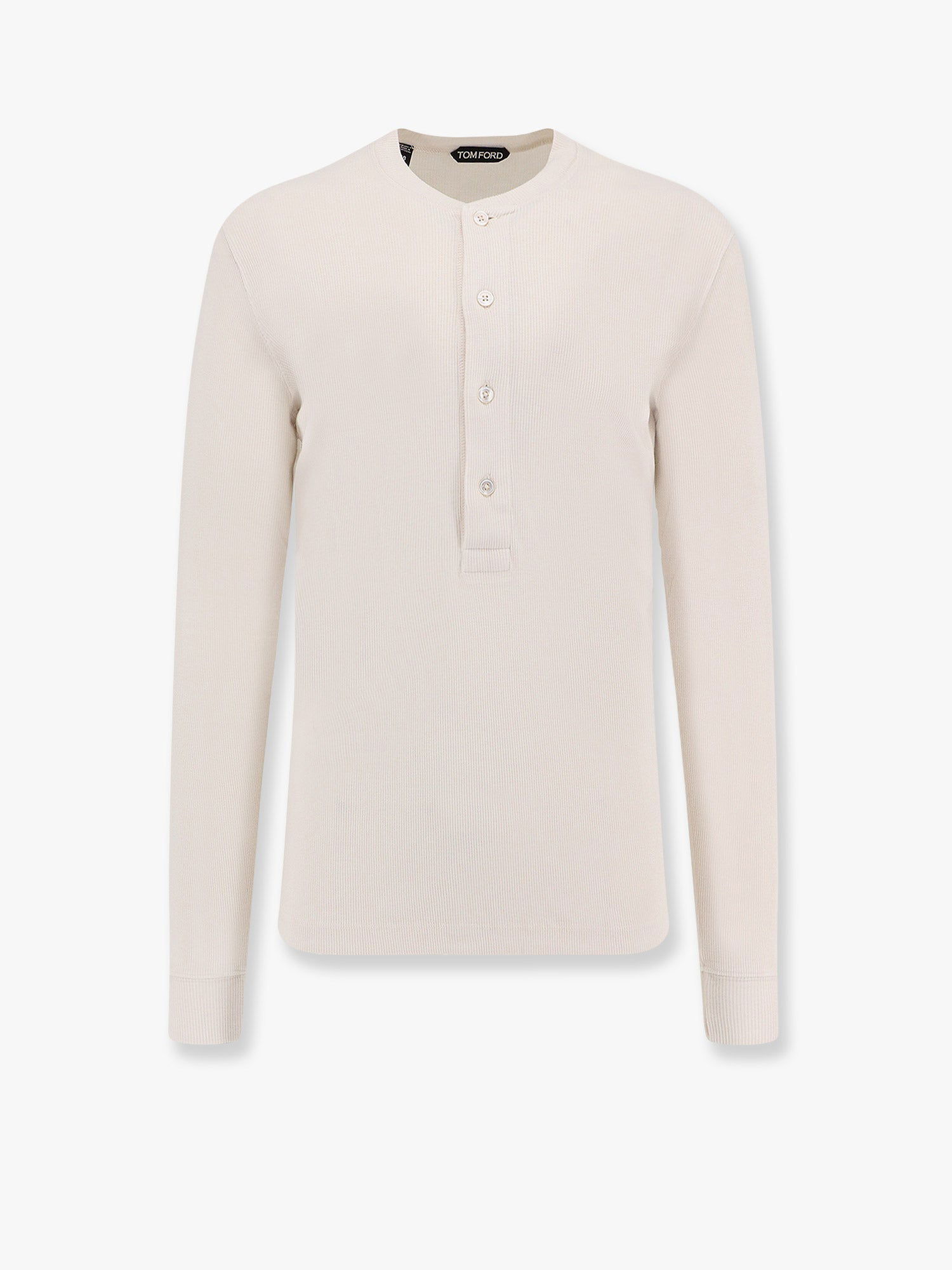 T-paita Tom Ford Long Sleeve Henley T-Shirt Beige | JHL014JMC048S25AW004, 0