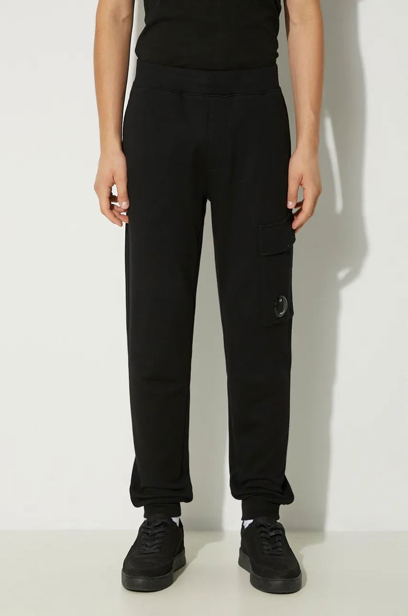 Verryttelyhousut C.P. Company Diagonal Raised Fleece Cargo Sweatpants Musta | 17CMSP017A005086W