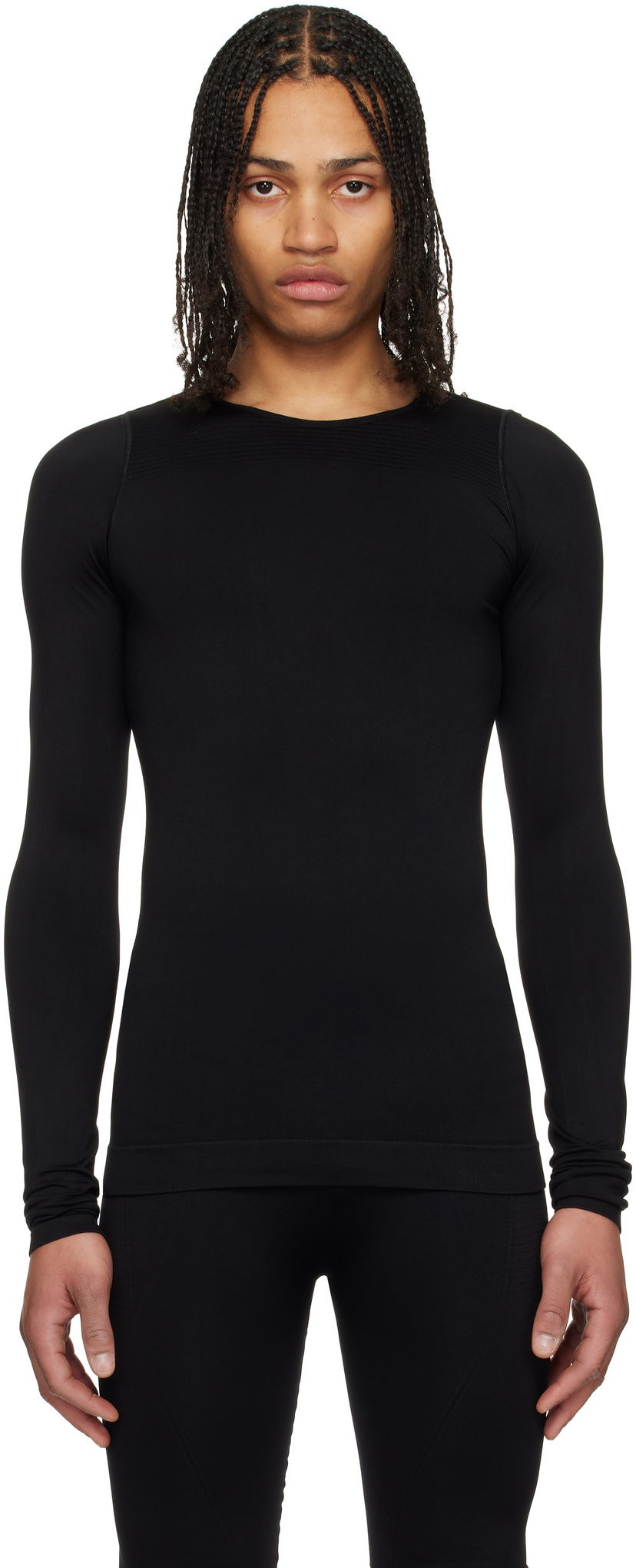 T-paita Rick Owens Rick Owens Hollywood Active Knit Long Sleeve T-Shirt Musta | RU01E5691 KSP