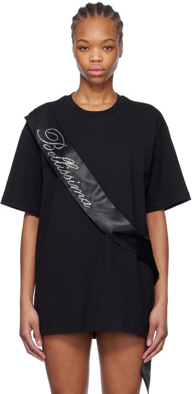 T-paita Blumarine Blumarine Satin Band Rhinestone T-Shirt Musta | P522T092A, 0