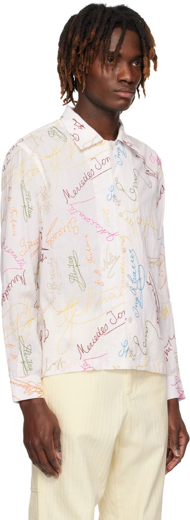 Paita Bode Bode Signature Scrawl Button-Down Shirt Valkoinen | MRS25SH015, 4