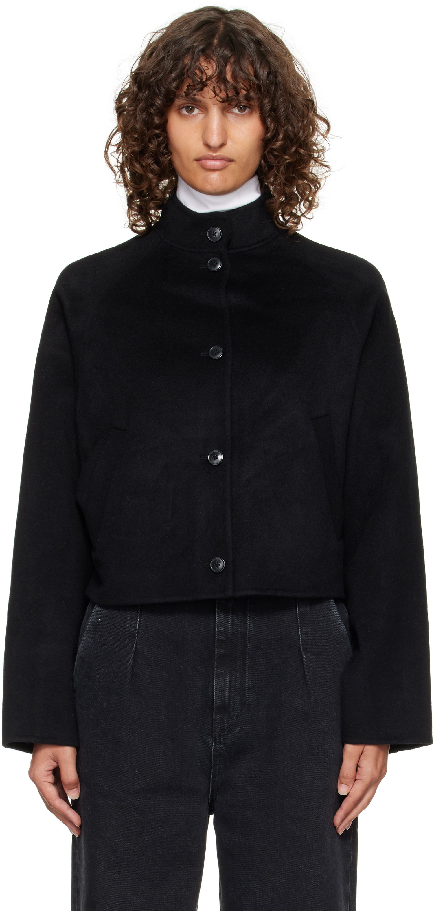 Takki Loulou de Saison Loulou de Saison Nyma Cropped Wool Jacket Musta | NYMA, 0