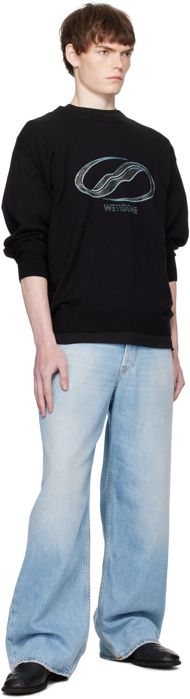 Villapaita We11done We11done Logo Rhinestone Knit Pullover Musta | WD-KO2-25-652-U-BK, 3