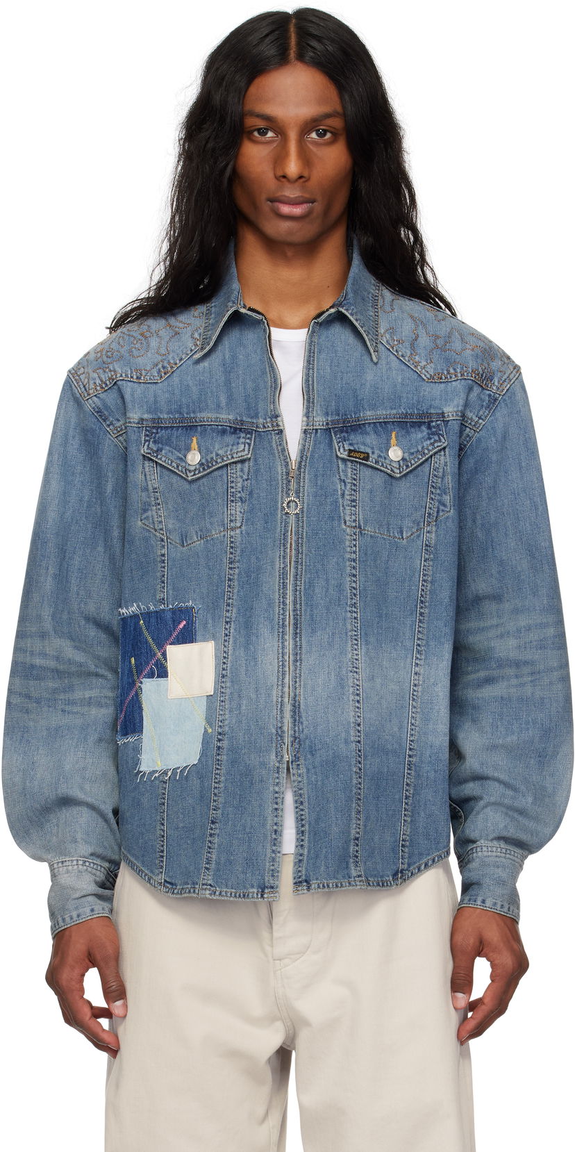 Takki Andersson Bell Andersson Bell Embroidered Patchwork Denim Jacket Sininen | atb1273m
