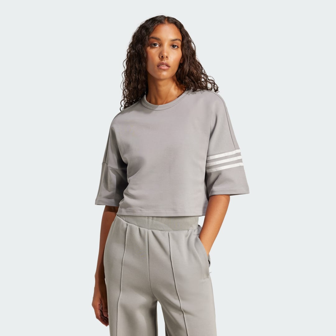 Crop top adidas Performance Neuclassics Cropped Three Stripe Sweatshirt Harmaa | JI8509, 0