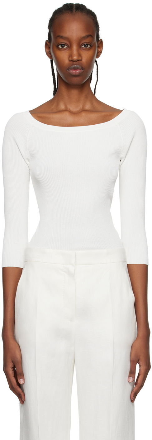 Tankkitoppi Max Mara Max Mara Saturno Long Sleeve T-Shirt Valkoinen | 2313610632600 MM12121