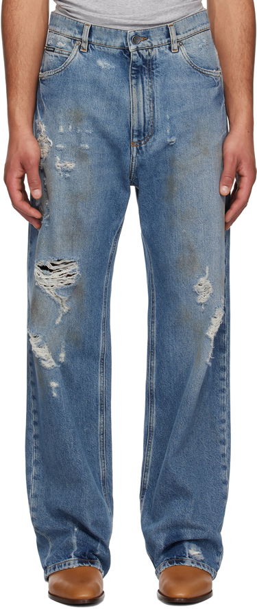 Jeans Dolce & Gabbana Dolce&Gabbana Oversized Distressed Tag Jeans Sininen | GWVNXDG8MT7, 0