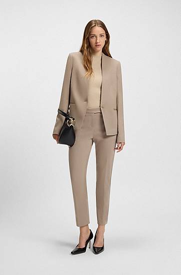 Housut BOSS Slim-Fit Stretch Punto Milano Trousers Beige | 50541994, 1