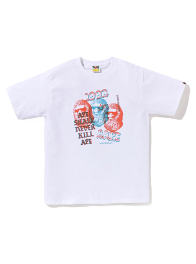 T-paita BAPE Pigment Three Ape Head Tee Valkoinen | 1J30-110-076