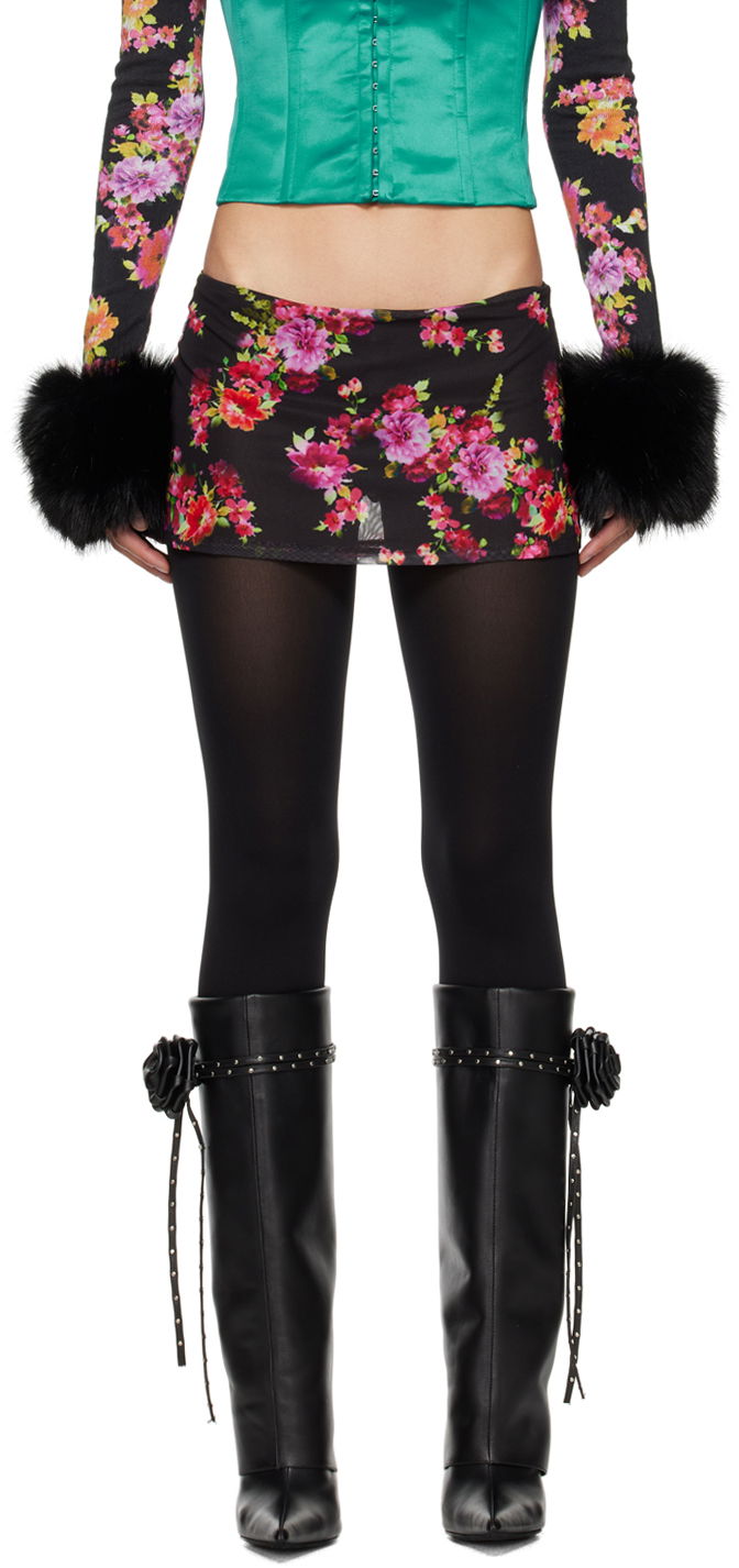Hame GUIZIO Guizio Floral Print Mini Skirt Musta | R24318K027