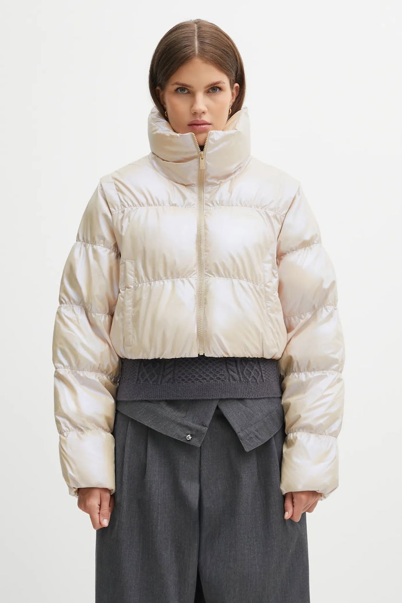 Puffer takki adidas Originals adidas Originals Ess Glossy Oversized Puffer Jacket Beige | JX2985