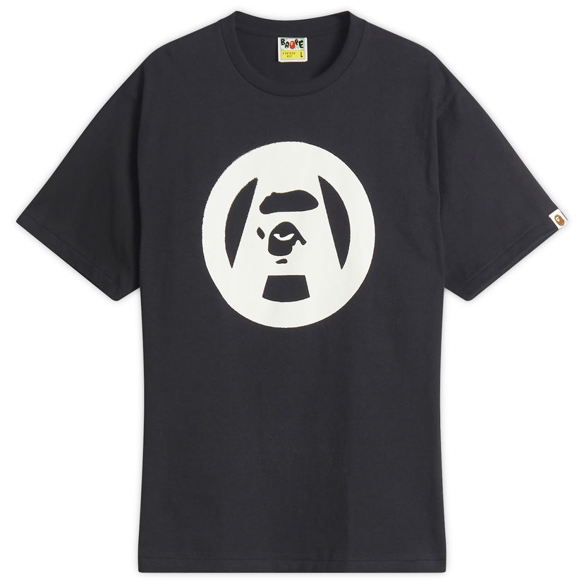 T-paita BAPE Bathing Ape Stencil Circle Ape Face T-Shirt, Size Large Musta | 001TEL301053M-BLK