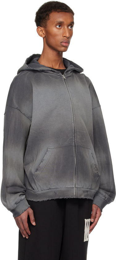 Huppari We11done We11done Distressed Zip-Up Hoodie Harmaa | WD-TJ3-24-833-U-CH, 1