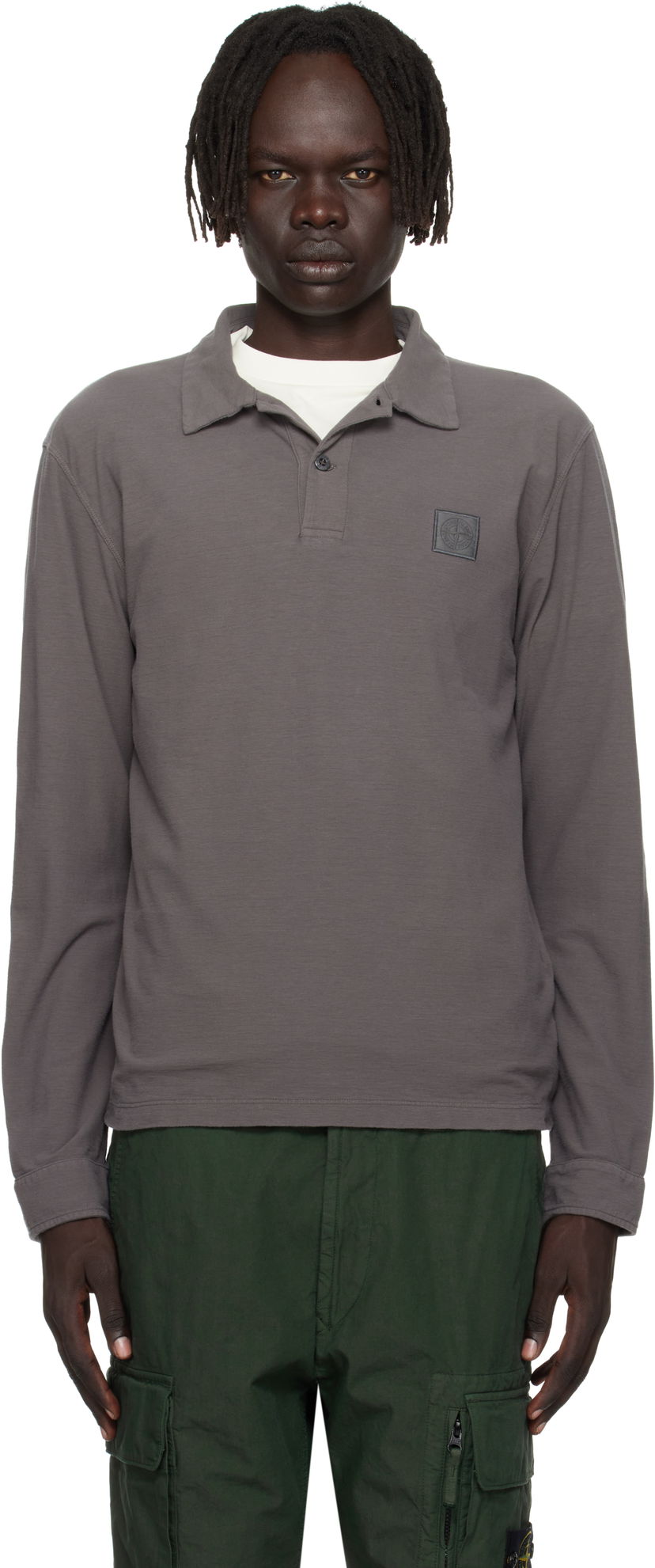 Poolopaita Stone Island Stone Island Long Sleeve Cotton Jersey Polo Harmaa | K2S15 2200011 S0F11
