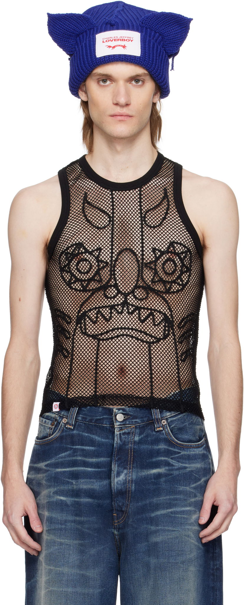 Tankkitoppi Charles Jeffrey Loverboy Charles Jeffrey LOVERBOY Graphic Net Tank Top Musta | 54080301