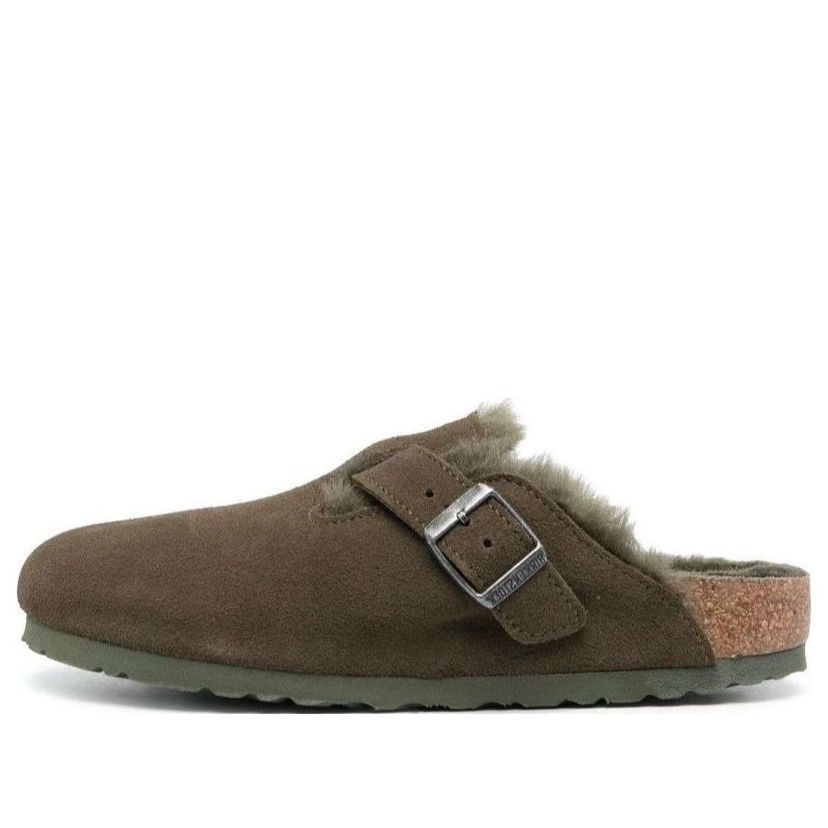 Tennarit ja kengät Birkenstock Boston Shearling Suede Narrow Fit Slippers Vihreä | 1025667